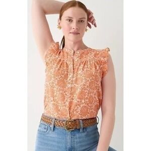 J. Crew Women's Sleeveless Ruffle-Trim Top in Floral Bouquet Size M